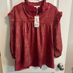 Chic Red Ruffled Blouse